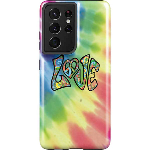 Liquid Blue Tie Dye Peace & Love Galaxy S21 Ultra 5G Pro Case