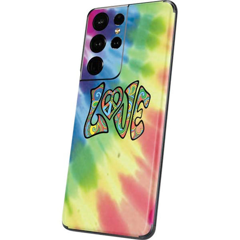 Liquid Blue Tie Dye Peace & Love Galaxy S21 Ultra 5G Skin