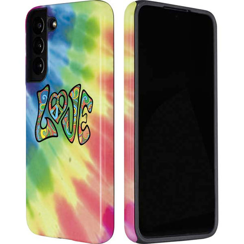 Liquid Blue Tie Dye Peace & Love Galaxy S22 Plus Pro Case