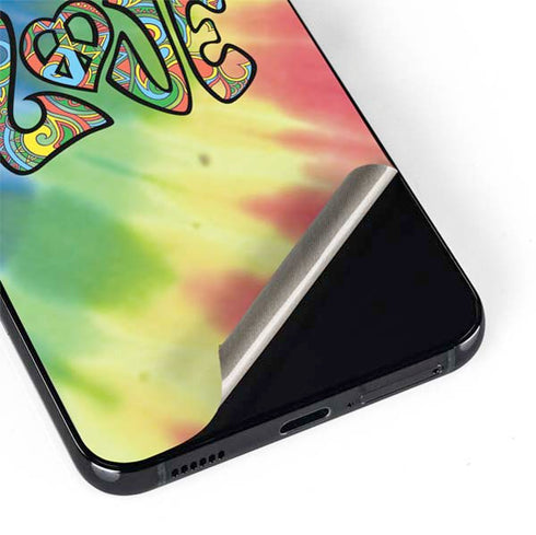 Liquid Blue Tie Dye Peace & Love Galaxy S22 Plus Skin