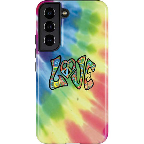 Liquid Blue Tie Dye Peace & Love Galaxy S22 Pro Case