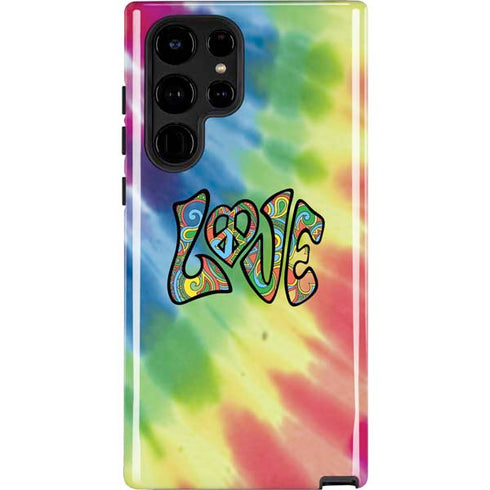 Liquid Blue Tie Dye Peace & Love Galaxy S22 Ultra Pro Case