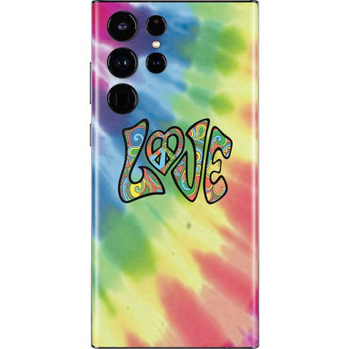 Liquid Blue Tie Dye Peace & Love Galaxy S22 Ultra Skin