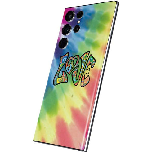 Liquid Blue Tie Dye Peace & Love Galaxy S22 Ultra Skin