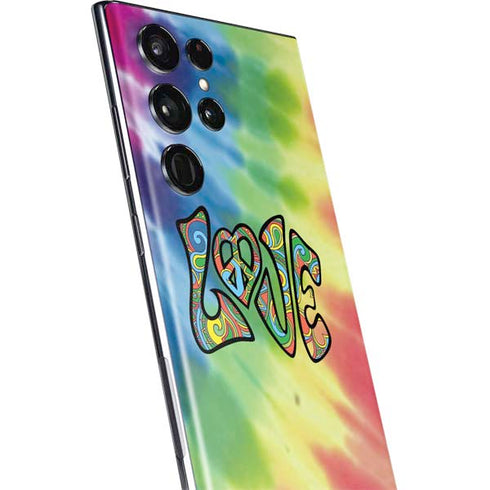 Liquid Blue Tie Dye Peace & Love Galaxy S22 Ultra Skin