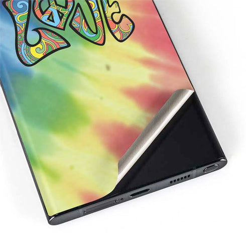 Liquid Blue Tie Dye Peace & Love Galaxy S22 Ultra Skin