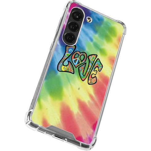 Liquid Blue Tie Dye Peace & Love Galaxy S23 Clear Case