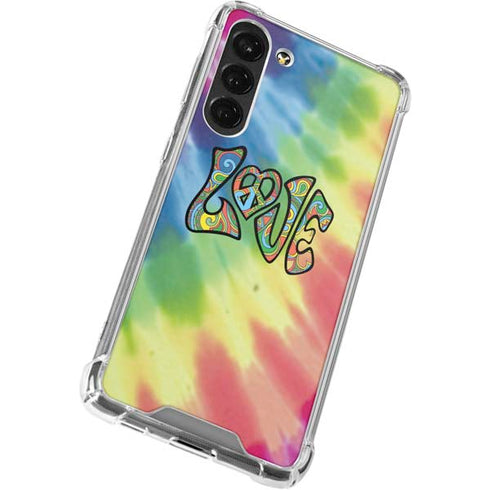 Liquid Blue Tie Dye Peace & Love Galaxy S23 Plus Clear Case