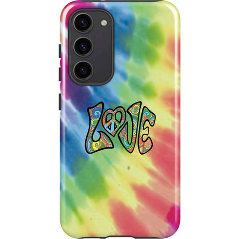 Liquid Blue Tie Dye Peace & Love Galaxy S23 Plus Pro Case