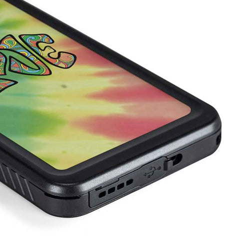 Liquid Blue Tie Dye Peace & Love Galaxy S23 Plus Waterproof Case