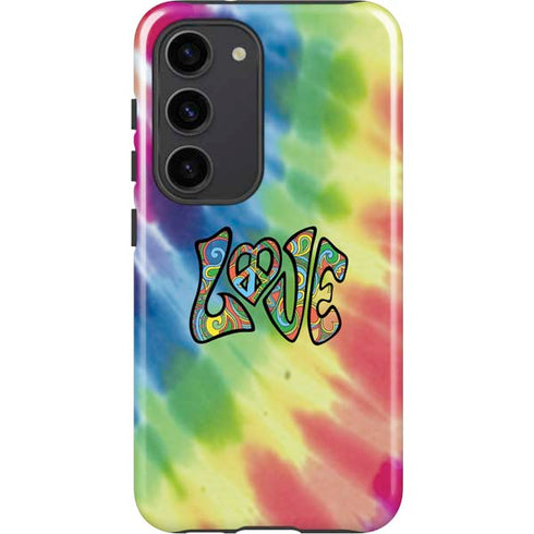 Liquid Blue Tie Dye Peace & Love Galaxy S23 Pro Case