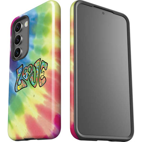 Liquid Blue Tie Dye Peace & Love Galaxy S23 Pro Case