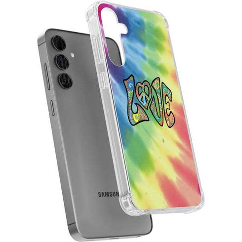 Liquid Blue Tie Dye Peace & Love Galaxy S24 Plus Clear Case