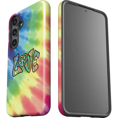 Liquid Blue Tie Dye Peace & Love Galaxy S24 Plus Impact Case