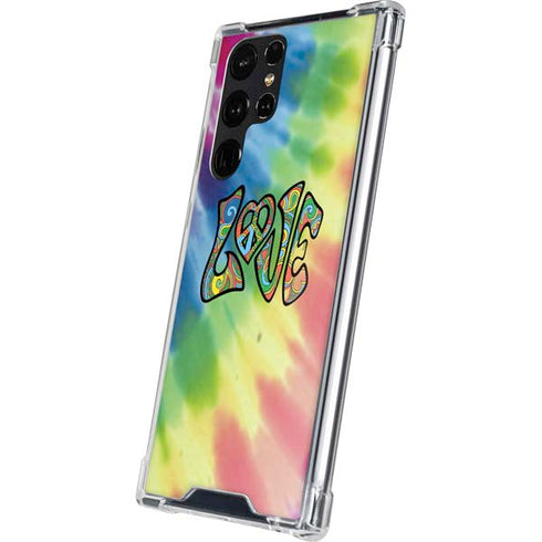 Liquid Blue Tie Dye Peace & Love Galaxy S24 Ultra Clear Case