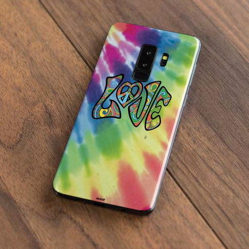 Liquid Blue Tie Dye Peace & Love Galaxy S9 Plus Skin
