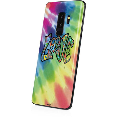 Liquid Blue Tie Dye Peace & Love Galaxy S9 Plus Skin