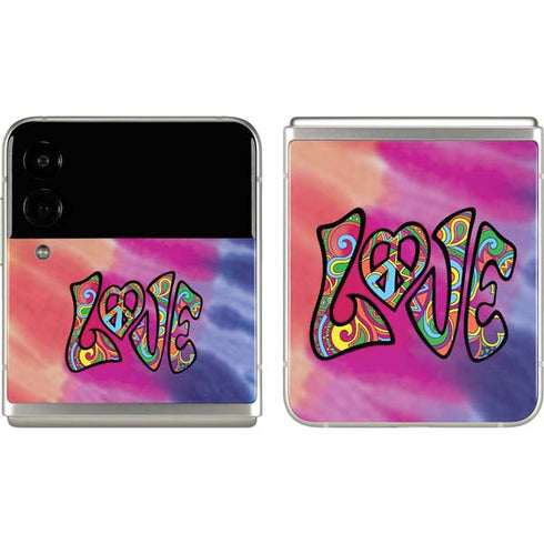 Liquid Blue Tie Dye Peace & Love Galaxy Z Flip3 5G Skin