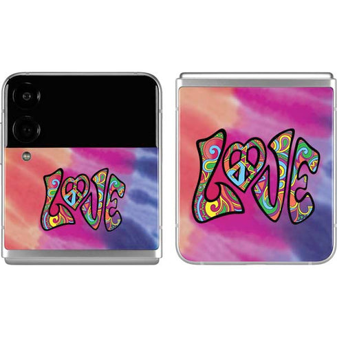 Liquid Blue Tie Dye Peace & Love Galaxy Z Flip4 5G Skin
