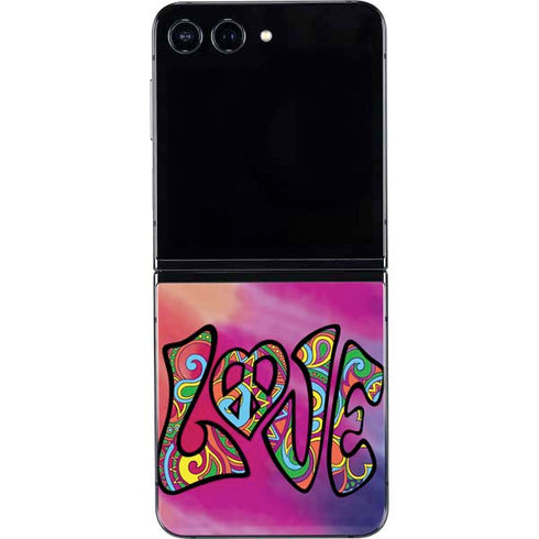 Liquid Blue Tie Dye Peace & Love Galaxy Z Flip5 5G Skin