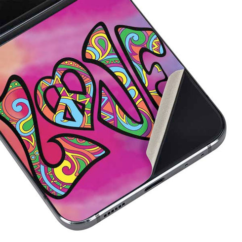 Liquid Blue Tie Dye Peace & Love Galaxy Z Flip5 5G Skin