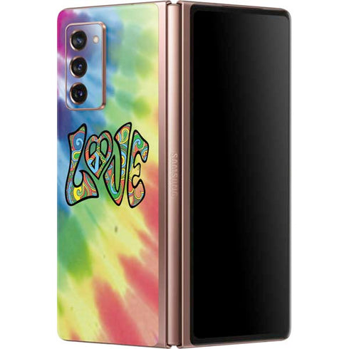 Liquid Blue Tie Dye Peace & Love Galaxy Z Fold2 5G Skin