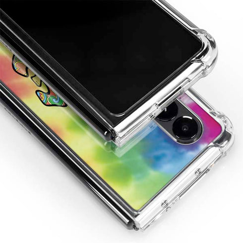 Liquid Blue Tie Dye Peace & Love Galaxy Z Fold4 5G Clear Case