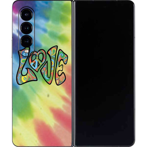 Liquid Blue Tie Dye Peace & Love Galaxy Z Fold4 5G Skin