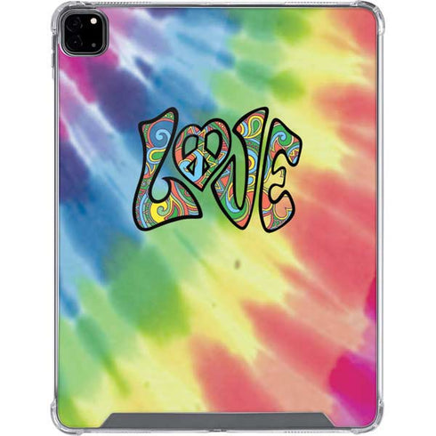 Liquid Blue Tie Dye Peace & Love iPad Pro 12.9in (2020) Clear Case