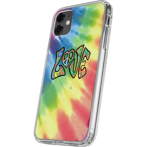 Liquid Blue Tie Dye Peace & Love iPhone 11 Clear Case