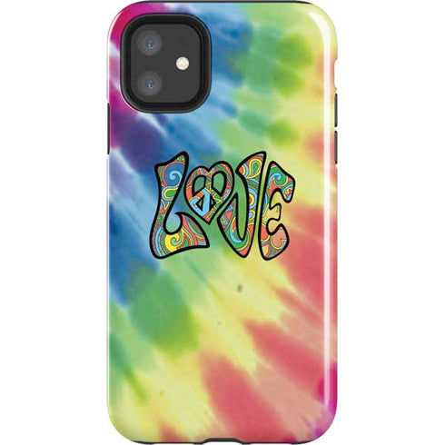 Liquid Blue Tie Dye Peace & Love iPhone 11 Impact Case