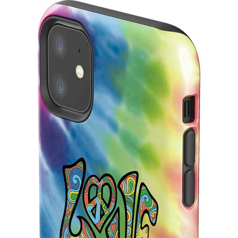 Liquid Blue Tie Dye Peace & Love iPhone 11 Impact Case