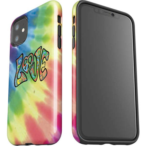 Liquid Blue Tie Dye Peace & Love iPhone 11 Impact Case