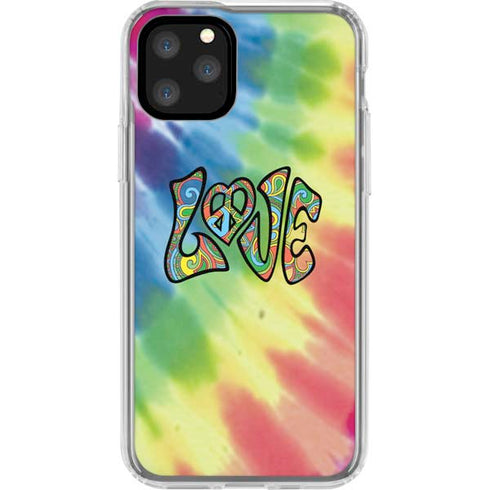 Liquid Blue Tie Dye Peace & Love iPhone 11 Pro Clear Case