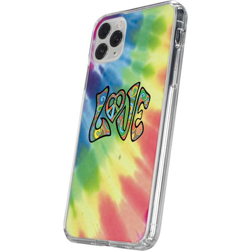 Liquid Blue Tie Dye Peace & Love iPhone 11 Pro Clear Case