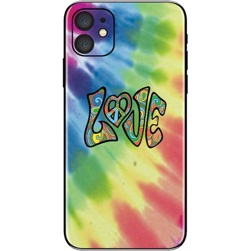 Liquid Blue Tie Dye Peace & Love iPhone 11 Skin