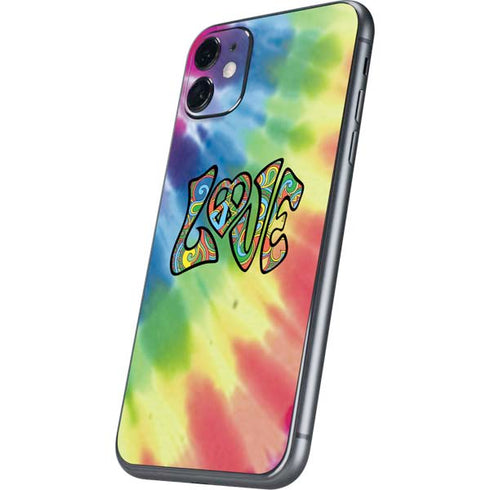 Liquid Blue Tie Dye Peace & Love iPhone 11 Skin