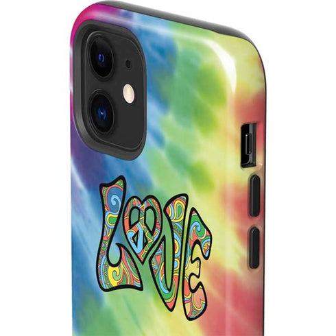 Liquid Blue Tie Dye Peace & Love iPhone 12 Impact Case