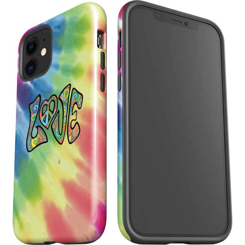 Liquid Blue Tie Dye Peace & Love iPhone 12 Impact Case