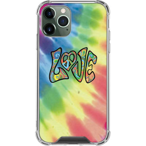 Liquid Blue Tie Dye Peace & Love iPhone 12 Pro Clear Case