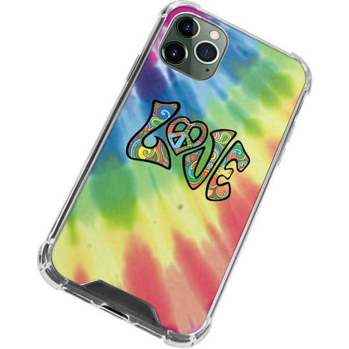 Liquid Blue Tie Dye Peace & Love iPhone 12 Pro Clear Case
