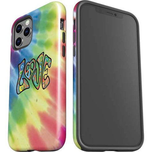 Liquid Blue Tie Dye Peace & Love iPhone 12 Pro Impact Case