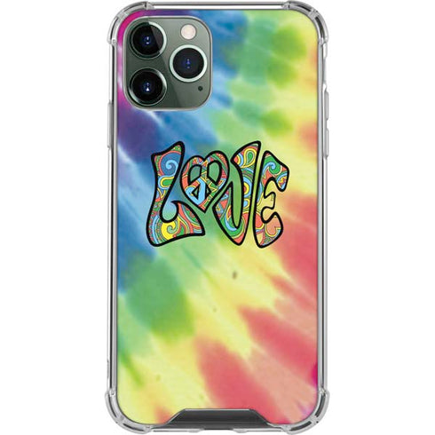 Liquid Blue Tie Dye Peace & Love iPhone 12 Pro Max Clear Case