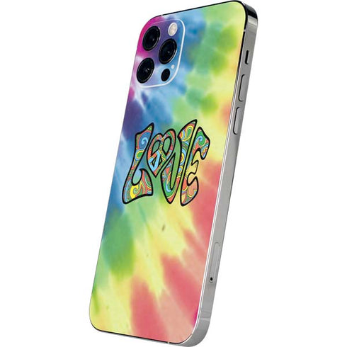 Liquid Blue Tie Dye Peace & Love iPhone 12 Pro Skin