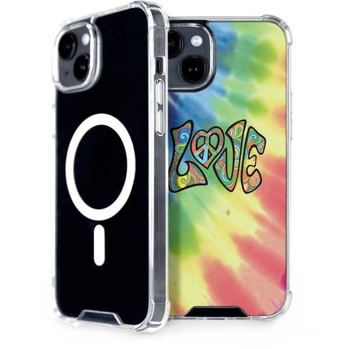 Liquid Blue Tie Dye Peace & Love iPhone 13 MagSafe Case