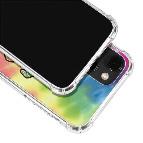 Liquid Blue Tie Dye Peace & Love iPhone 13 Mini Clear Case