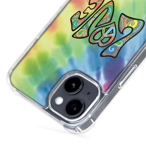 Liquid Blue Tie Dye Peace & Love iPhone 15 Plus MagSafe Case