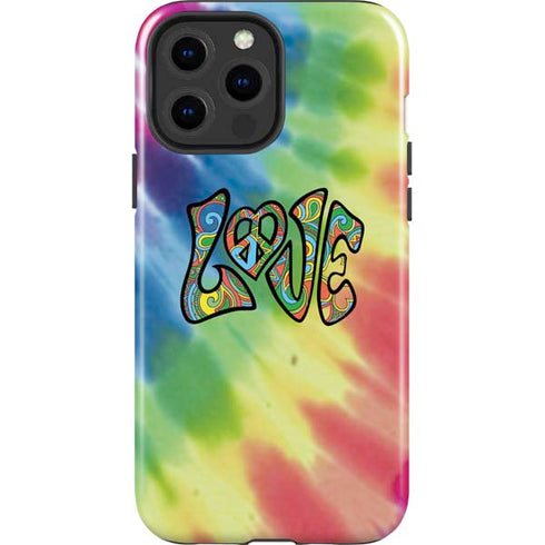 Liquid Blue Tie Dye Peace & Love iPhone 15 Pro Max Impact Case