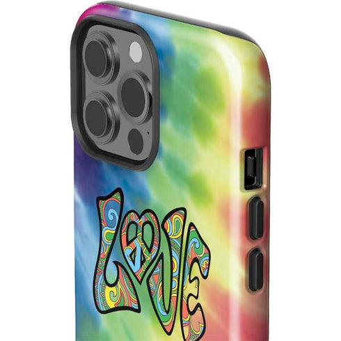 Liquid Blue Tie Dye Peace & Love iPhone 15 Pro Max Impact Case