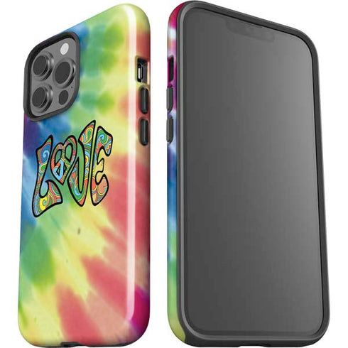 Liquid Blue Tie Dye Peace & Love iPhone 15 Pro Max Impact Case